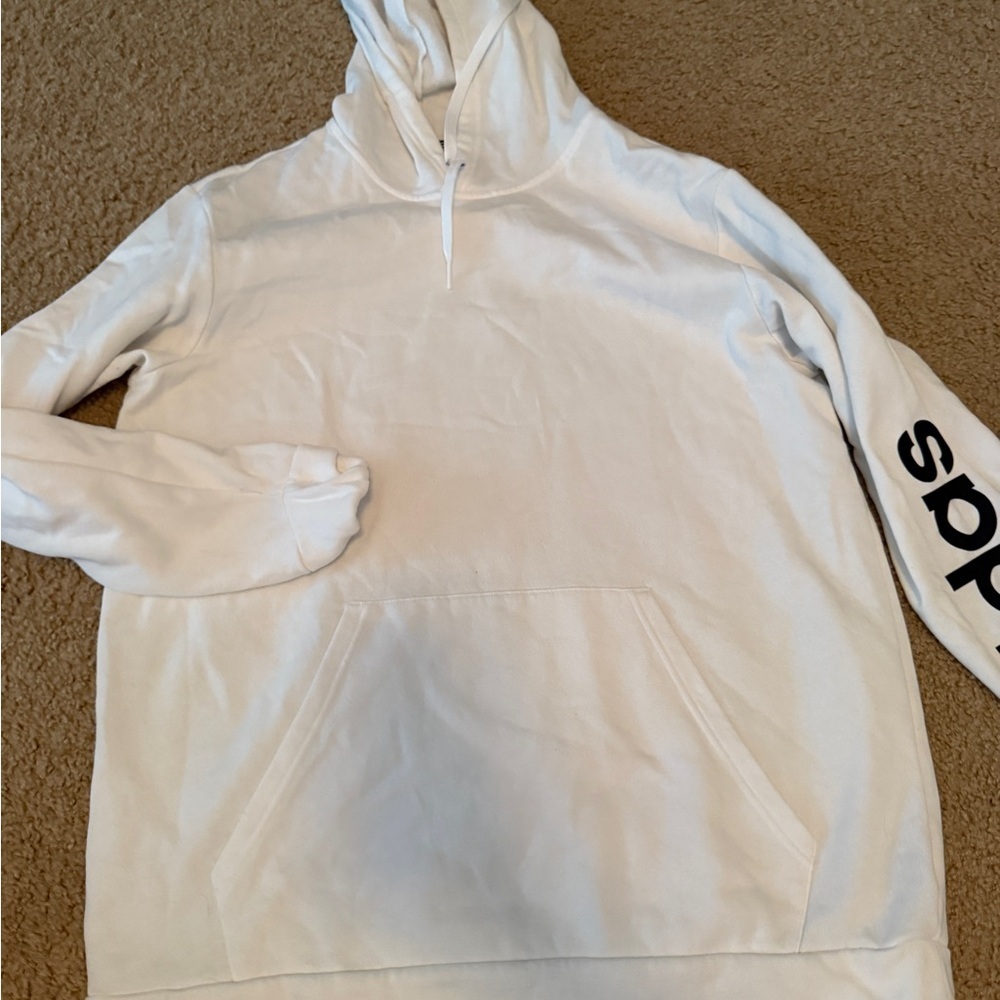 Adidas White Hoodie Sweatshirt Athletic-Inspired Design